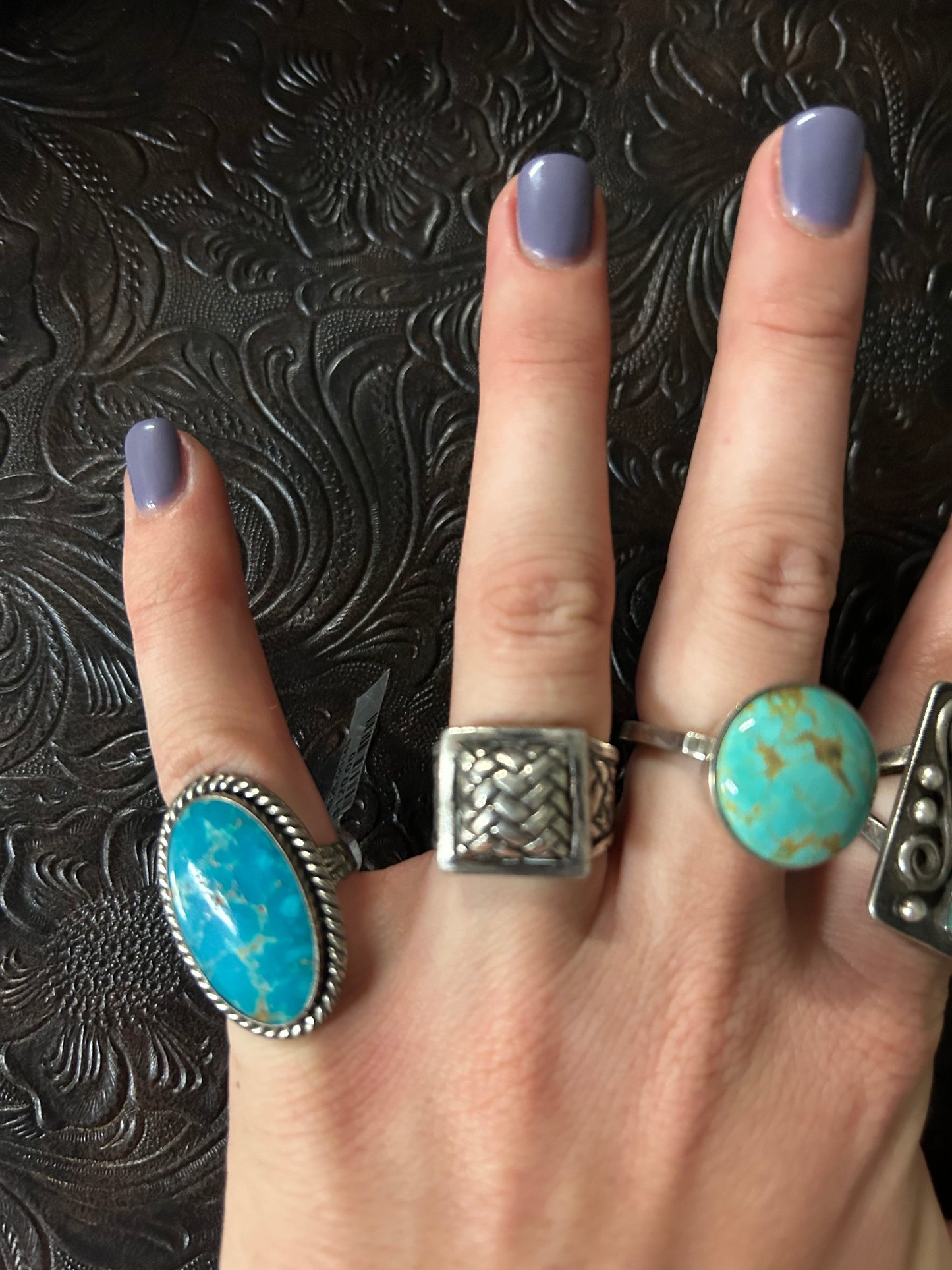 Silver Basketweave Square Ring