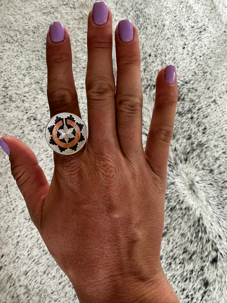 Ceremonial Basket Ring By Roland Begay
