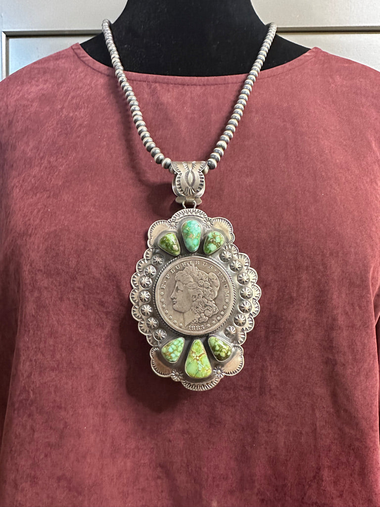 Antique 1883 Morgan Dollar Sonoran Gold Pendant