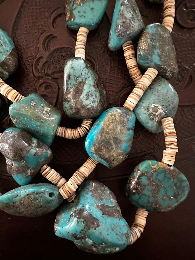 3 Strand Vintage Natural Turquoise Chunk Necklace