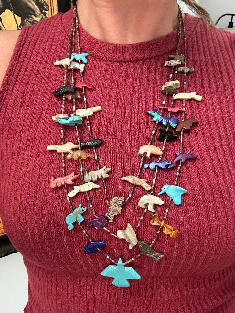 Zuni Vintage 3 Strand Fetish Necklace