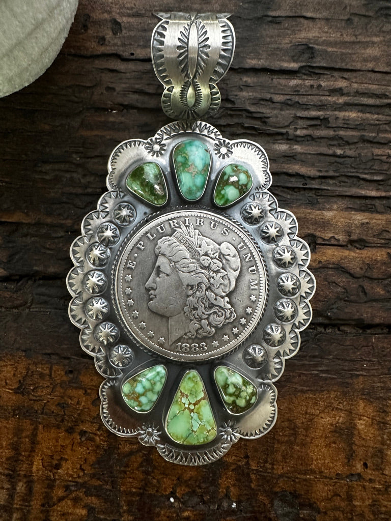 Antique 1883 Morgan Dollar Sonoran Gold Pendant