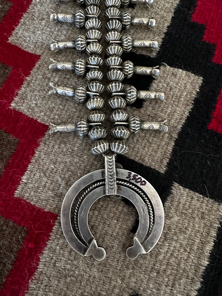 Vintage Aged Bisbee Fluted Bead Squash Blossom