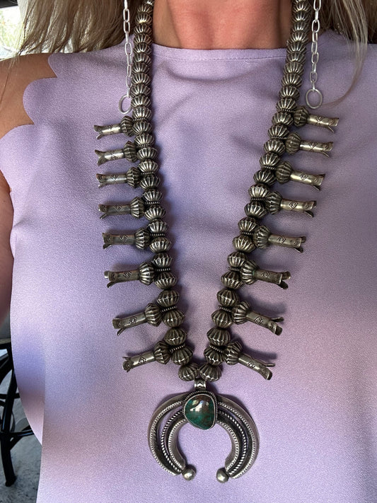 Vintage Aged Bisbee Fluted Bead Squash Blossom