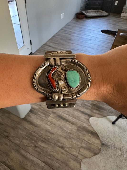 Vintage Coral Turquoise Bracelet