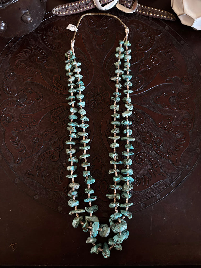 2 Strand Natural Turquoise Necklace