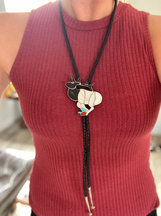 Vintage Zuni Elk Inlay Bolo