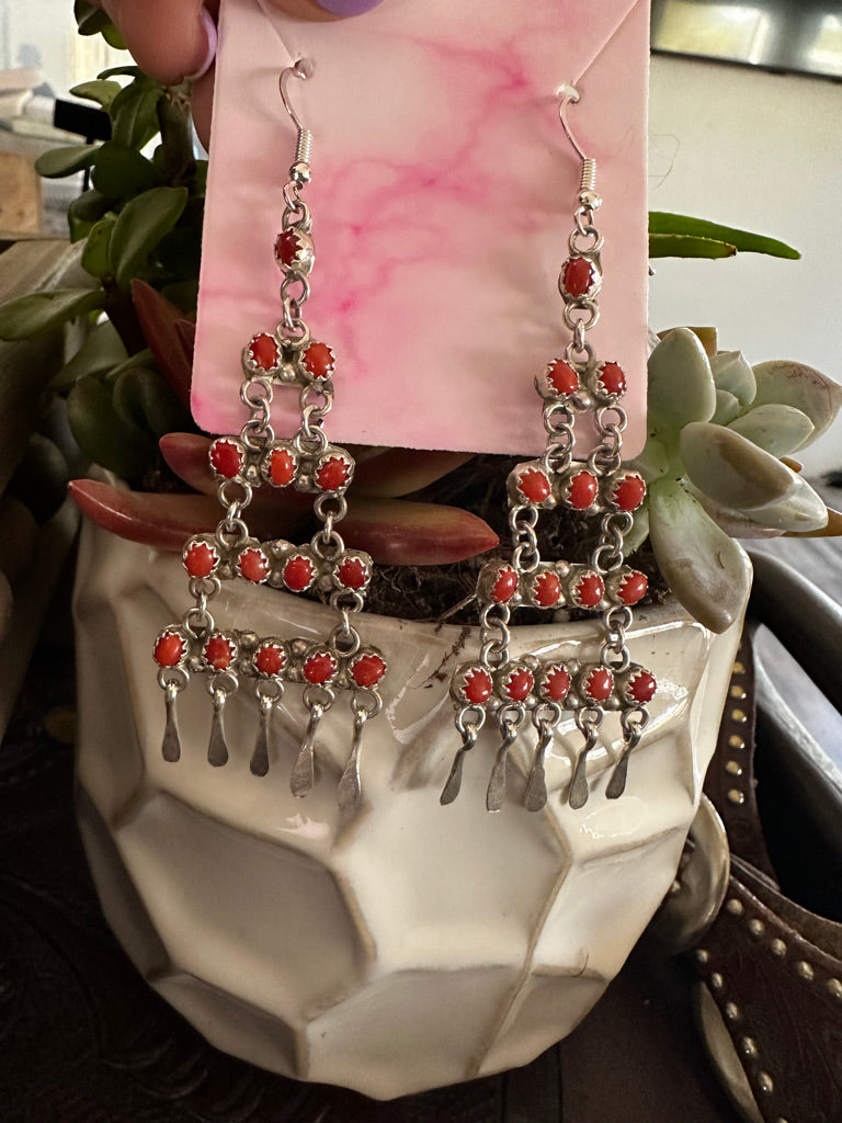Chandelier Coral Earrings