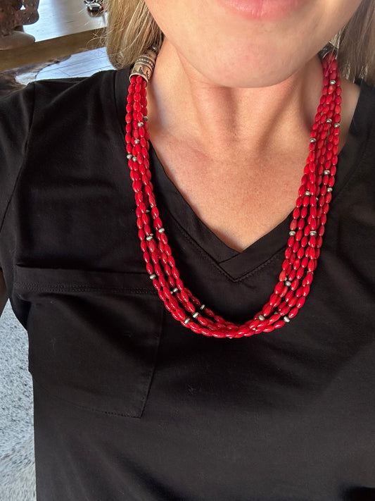 Bamboo Coral 6 Strand Necklace