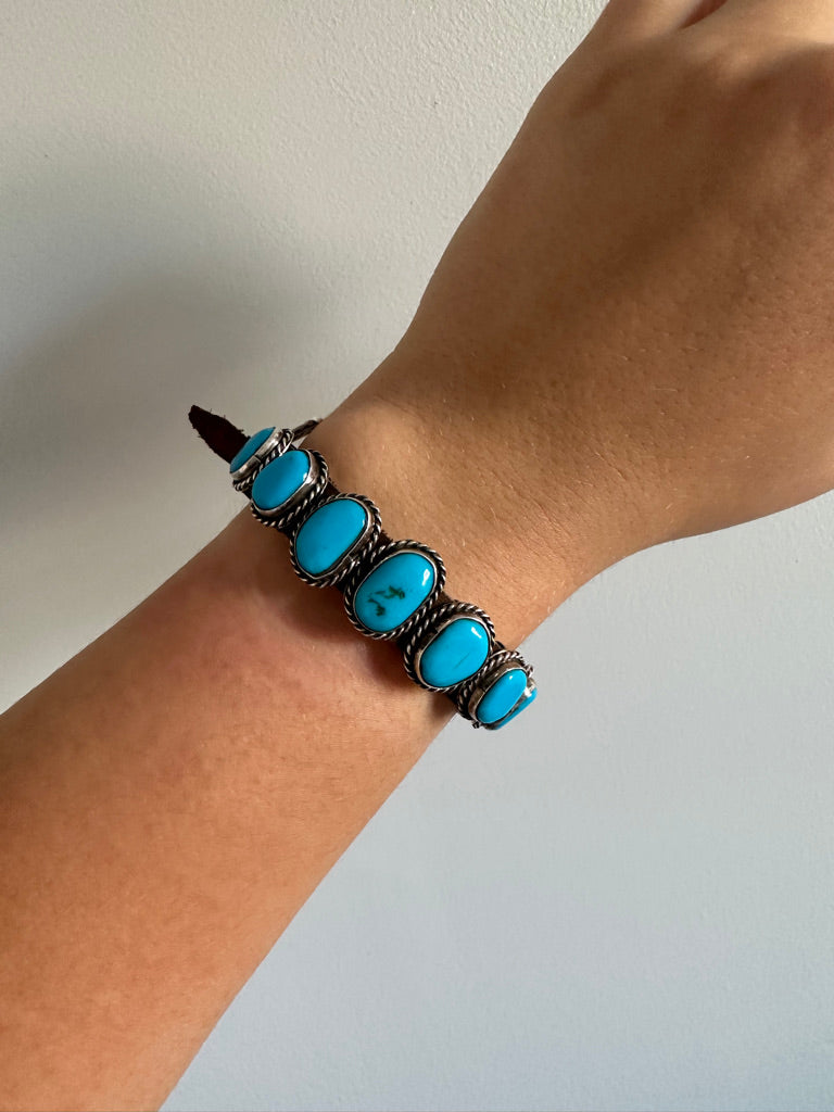 Leather Concho Kingman Bracelet